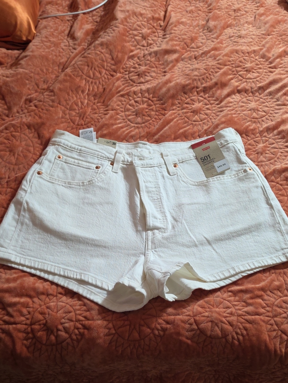 Levi's White 501 High-Rise Denim Shorts